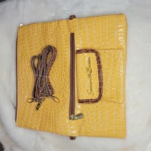 NEW Samantha Brown Yellow Croc Clutch